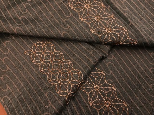 平和屋着物●上質な紬 刺繍 刺し子 吉祥文 正絹 ph