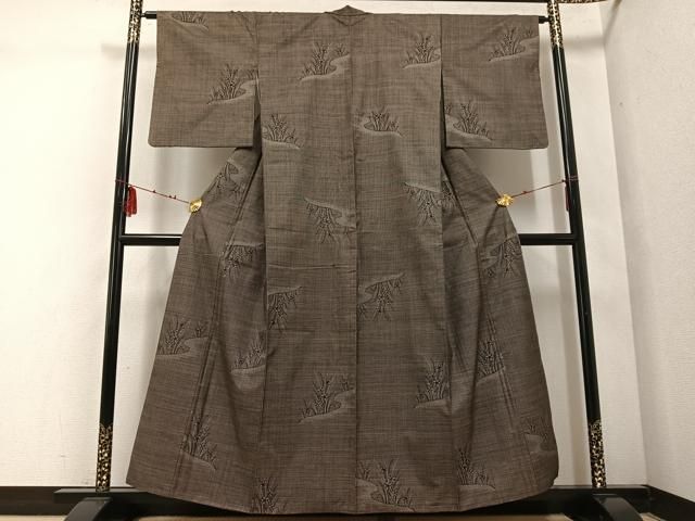 平和屋着物●本場大島紬 一元7マルキ 草花文 正絹 ph