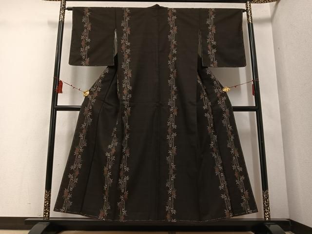 平和屋着物●本場大島紬 地空き カタス9マルキ 草花間道 正絹 ♥ ph