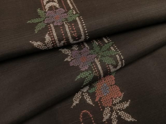 平和屋着物 本場大島紬 地空き カタス9マルキ 草花間道 正絹 ph