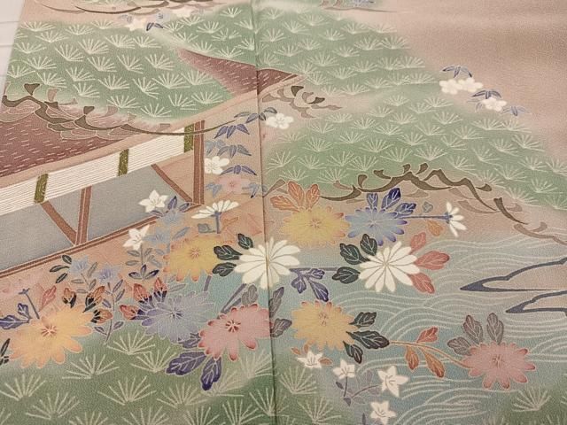  平和屋着物 本加賀友禅作家 白坂幸蔵 色留袖 風景草花文 暈し染め 正絹 ph 黒留袖 着物