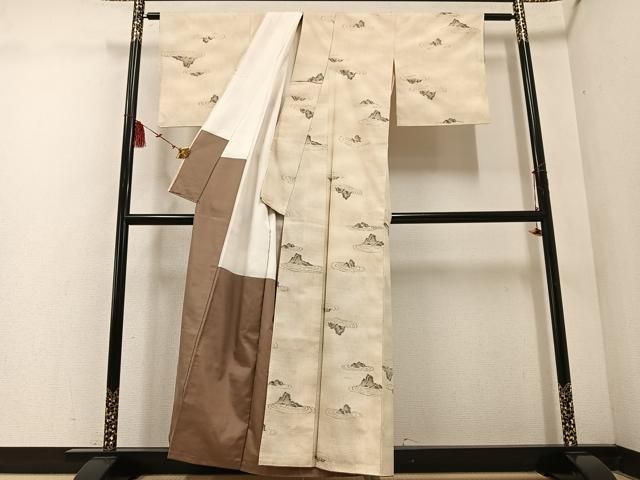  平和屋着物●小千谷紬 枯山水 正絹 ph 紬 着物