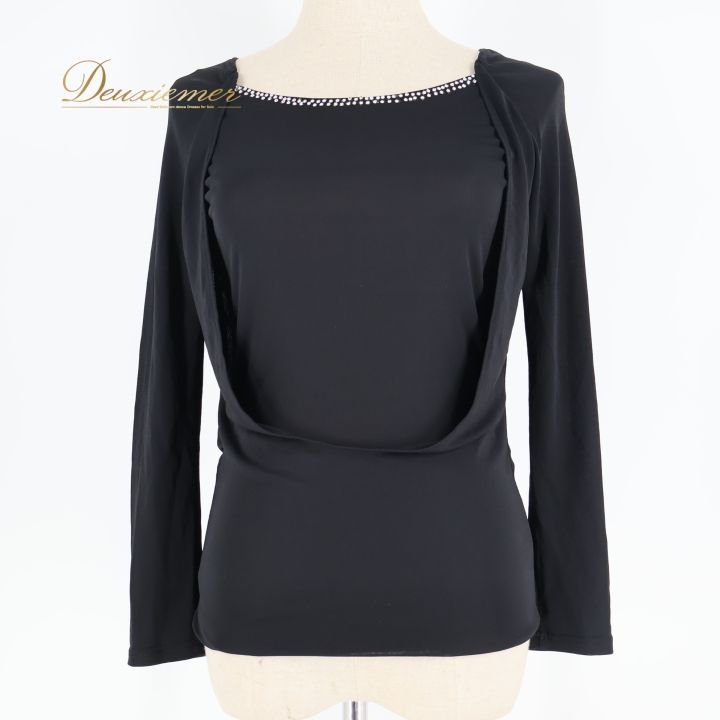社交ダンス 衣装 トップス ブラウス ブラック系 チャコットロイヤル