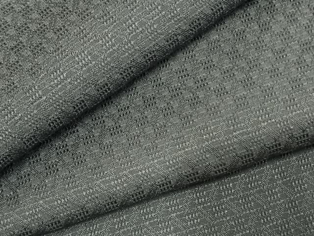 平和屋着物 お召 市松地紋 藍鼠色 ロング丈 正絹 fy