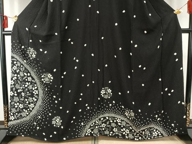 平和屋着物○訪問着 絞り 草花文 黒地 正絹 逸品 AABE1925fy - メルカリ