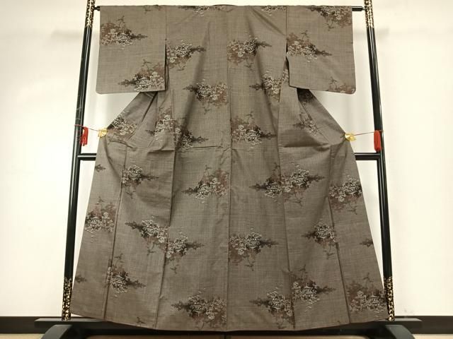 平和屋着物●本場大島紬 一元7マルキ 風景文 正絹 fy