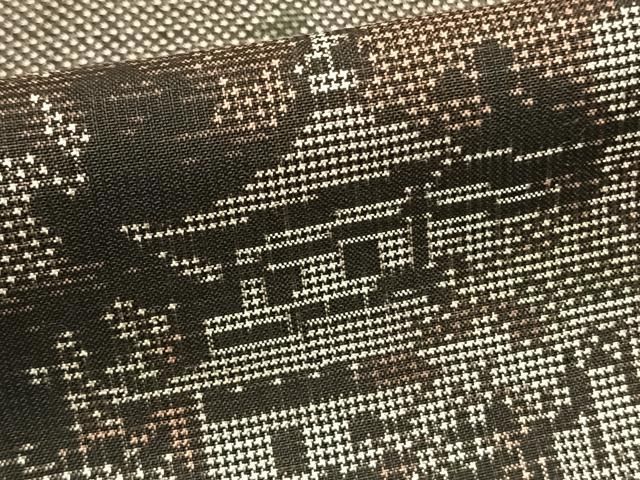  平和屋着物●本場大島紬 一元7マルキ 風景文 正絹 fy 紬 着物