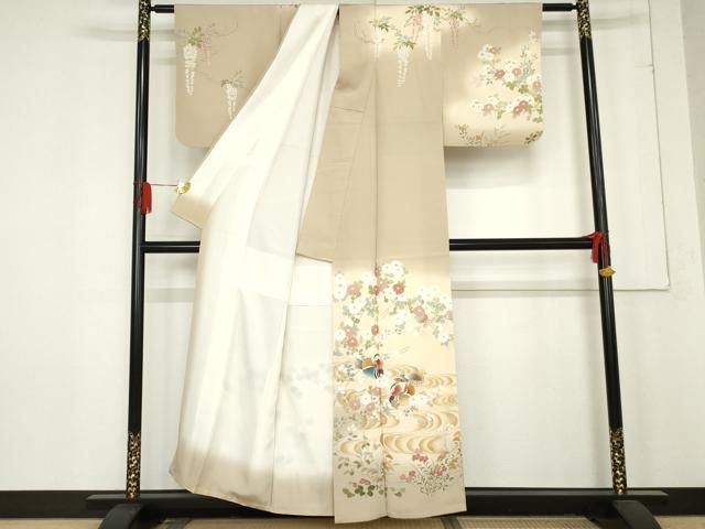 平和屋着物●訪問着　鴛鴦花文　正絹　逸品　AABD1096ck 平和屋着物○訪問着 鴛鴦花文 正絹 逸品 AABD1096ck 正絹 逸品 平和屋