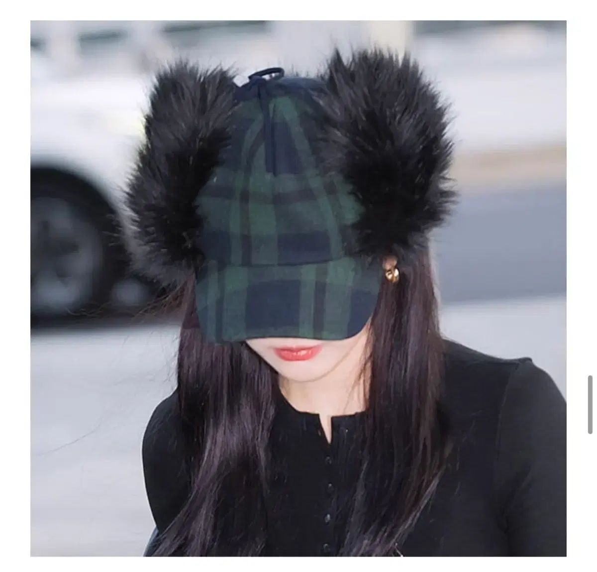 オープンワイワイ タン チェック パータン イヤー フラップ キャップ グリーン