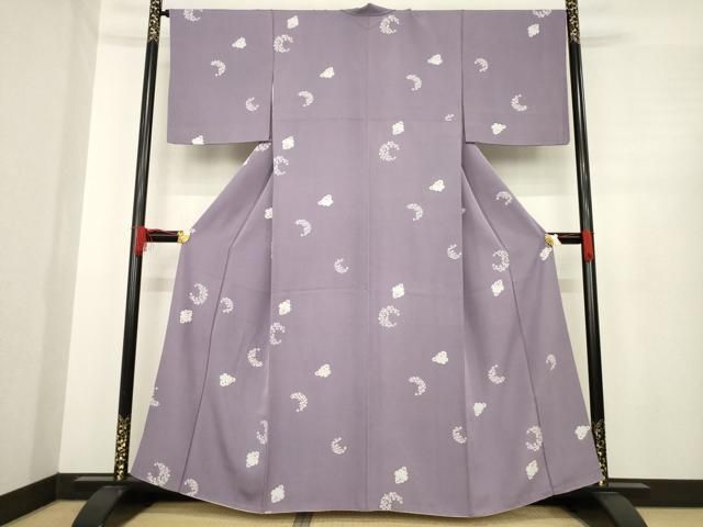 【ふりふ】正絹　上質な小紋　雪輪に花柄　袷 ふりふ】正絹 上質な小紋 雪輪に花柄 袷