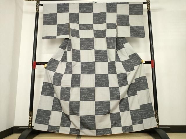 平和屋着物●上質な紬 流水文 正絹 ck