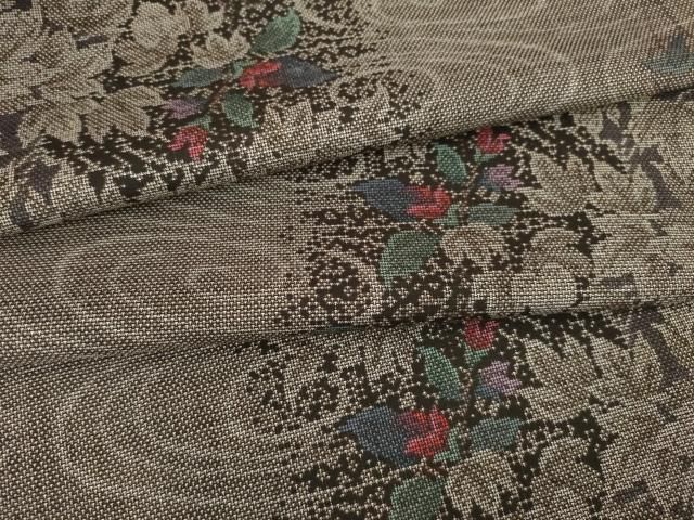 平和屋着物●本場大島紬 カタス9マルキ 流水草花間道 正絹 ck