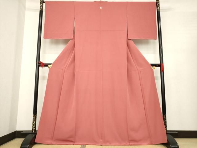 平和屋着物 上質な色無地 銀朱色 正絹 ck