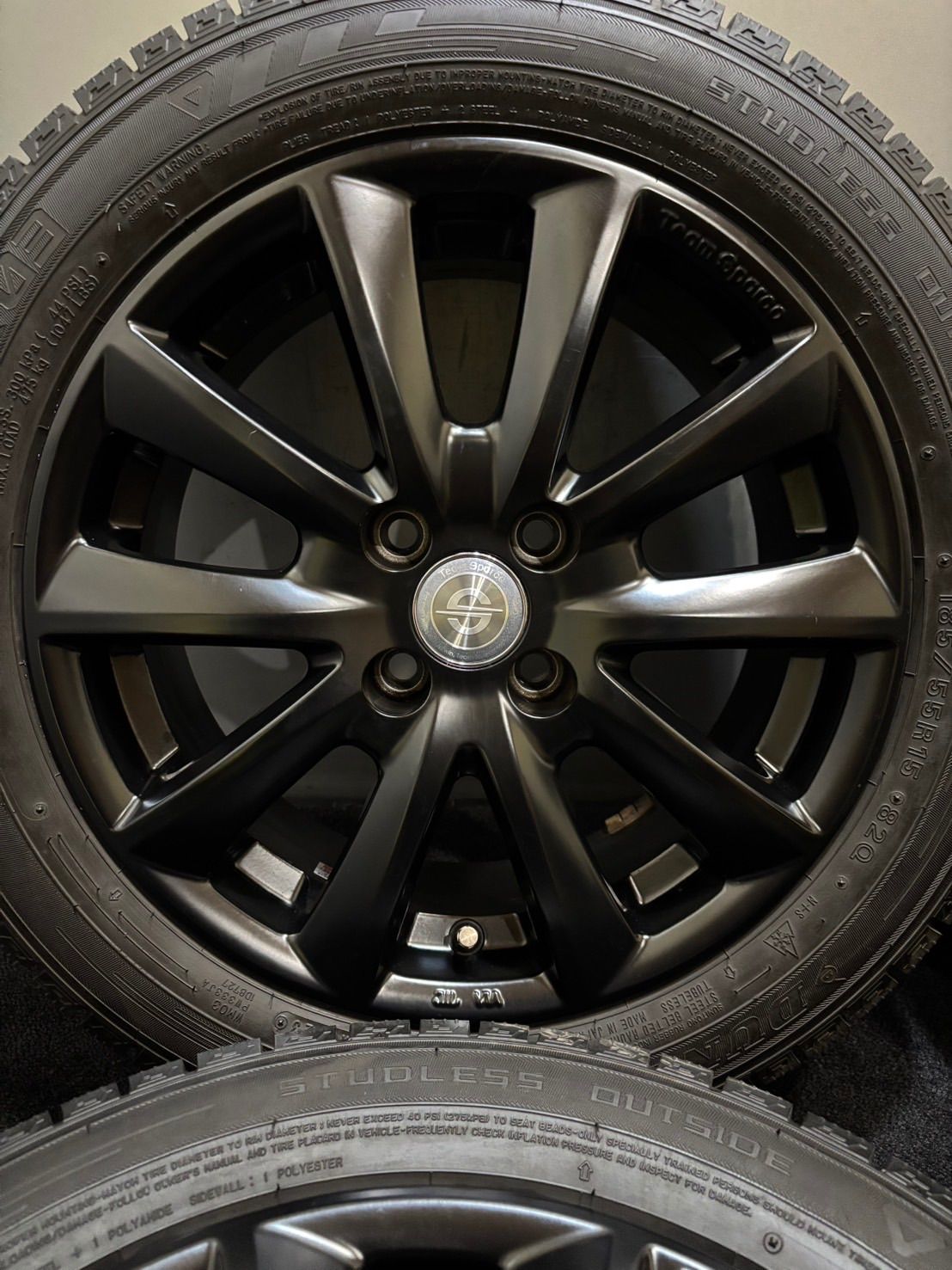 185 55 R 15 DUNLOP WINTER MAXX 03 23年製 TeamSparco 15インチ 6 J 35 98 4 H スタッドレス 4本 フィアット アバルト 南3 L 68