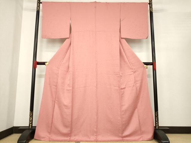 平和屋着物●上質な色無地 小花地紋 真赭色 やまと誂製 正絹 ck