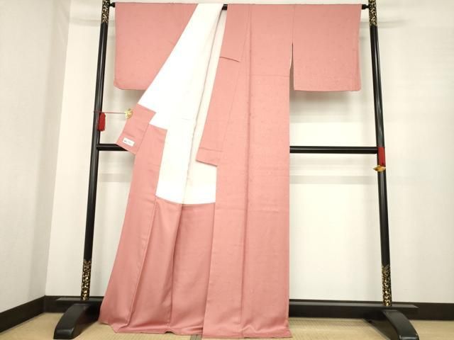  平和屋着物●上質な色無地 小花地紋 真赭色 やまと誂製 正絹 ck 色無地 着物