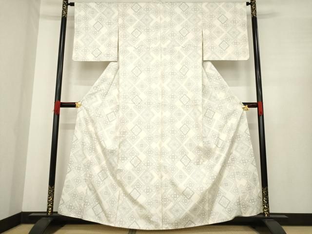 平和屋着物●上質な紬 花菱文 正絹 ck