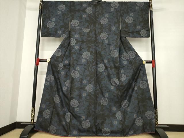 平和屋着物 本場大島紬 カタス7マルキ 草花文 正絹 ck