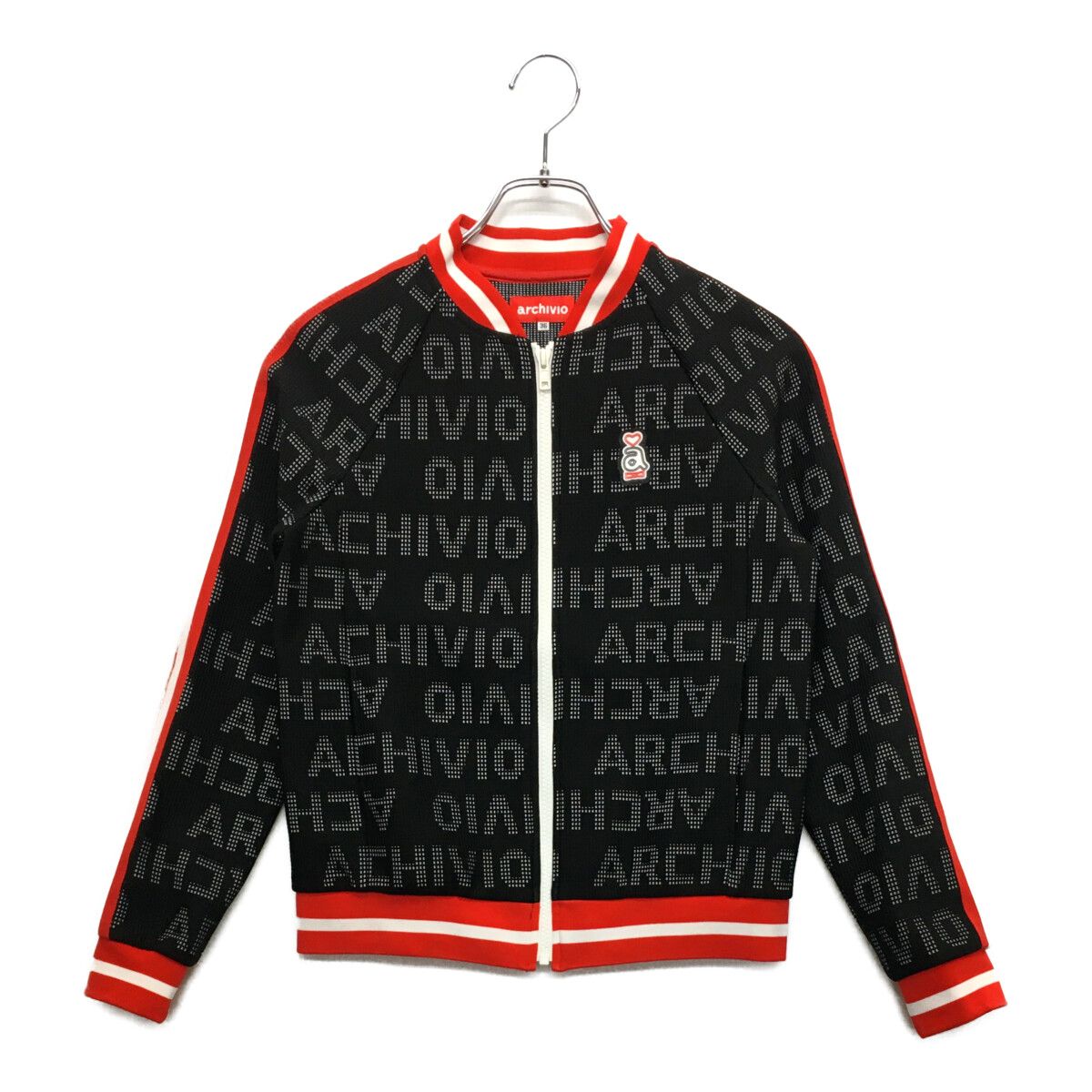 レディース アルチビオ archivio ブルゾン 36(S) 黒×赤 長袖フルジップ