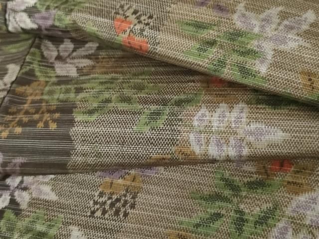 平和屋着物●本場大島紬 草花間道 正絹 cs