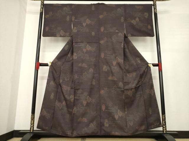 平和屋着物●上質な紬 風景文 正絹 ck