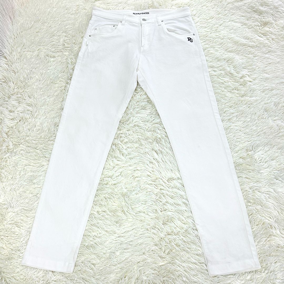 パーリーゲイツ パワフルコットンストレッチパンツ サイズ5 ホワイト系