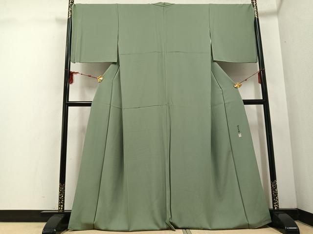 平和屋着物 本加賀友禅作家 柿本一郎監修 色無地 鶸茶色 正絹 ph