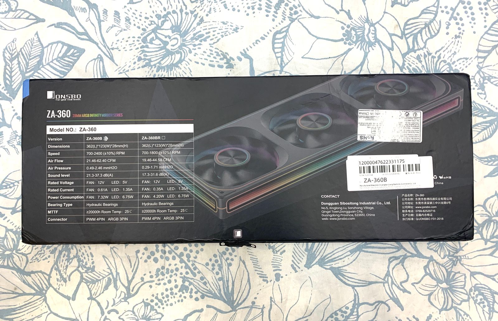  JONSBO ZA 360 B ARGBファン PC用ファン クーラー PCパーツ