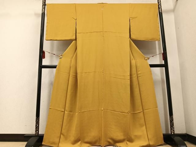 平和屋着物●上質な色無地 立波地紋 玉蜀黍色 正絹 ph