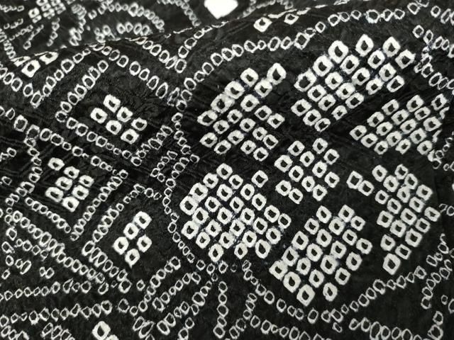 平和屋着物○訪問着 総絞り 吉祥花文 黒地 正絹 逸品 AABE2897cs