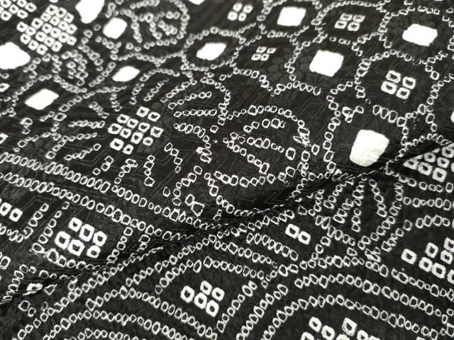 平和屋着物○訪問着 総絞り 吉祥花文 黒地 正絹 逸品 AABE2897cs