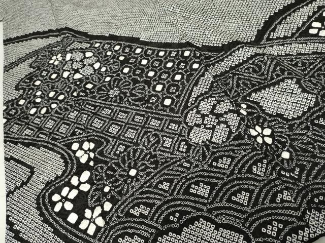 平和屋着物●訪問着　総絞り　吉祥花文　黒地　正絹　逸品　AABE2897cs 平和屋着物○訪問着 総絞り 吉祥花文 黒地 正絹 逸品 AABE2897cs