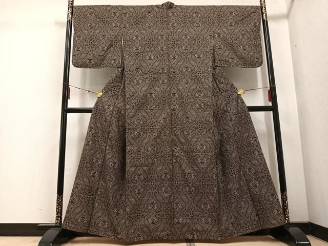 平和屋着物 本場大島紬 一元7マルキ 花唐草文 正絹 ph