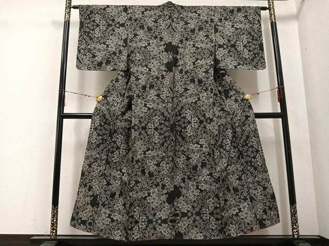 平和屋着物 本場大島紬 カタス9マルキ 枝花文 正絹 ph