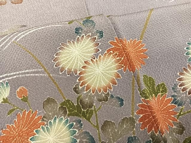 平和屋着物○訪問着 作家物 草花籬文 鬼しぼ縮緬 正絹 逸品 AABE5873ph