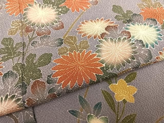 平和屋着物○訪問着 作家物 草花籬文 鬼しぼ縮緬 正絹 逸品 AABE5873ph