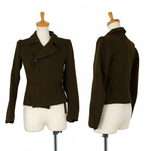 ローブドシャンブル コムデギャルソン　ジャケット ダブル　カーキ　M ローブドシャンブル コムデギャルソンrobe de chambre 注文 COMME des
