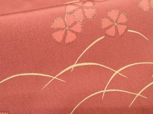  平和屋着物●長襦袢 袷 芝に舞花 金彩 正絹 cs 長襦袢 長襦袢 半襦袢