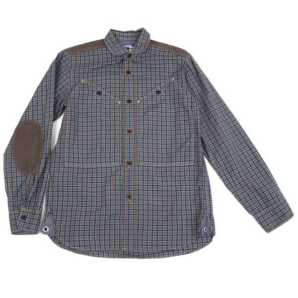 ジュンヤワタナベマン コムデギャルソンJUNYA WATANABE MAN COMME des GARCONS ヨーク切替斜めポケットチェックシャツ 紺茶緑XS