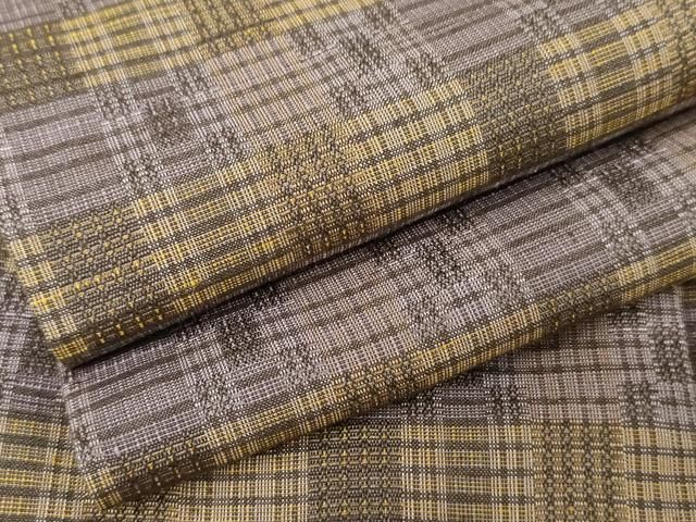 平和屋着物 上質な紬 花織 格子 正絹 cs