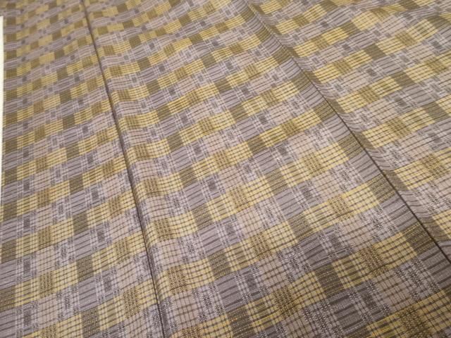  平和屋着物 上質な紬 花織 格子 正絹 cs 紬 着物