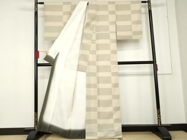 平和屋着物●本塩沢 変り市松文 正絹 cs