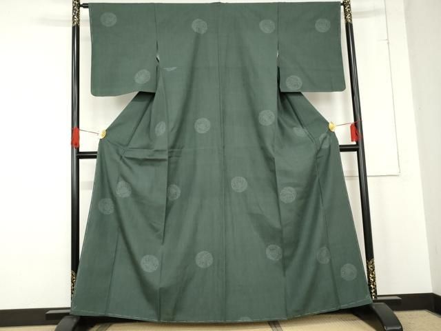 平和屋着物●結城紬 100亀甲 飛び亀甲 花丸文 正絹 ♥ cs