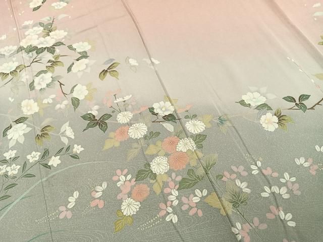 平和屋着物●訪問着　友禅　枝花文　暈し染め　正絹　逸品　AABE1981fy 平和屋着物○訪問着 友禅 枝花文 暈し染め 正絹 逸品 AABE1981fy