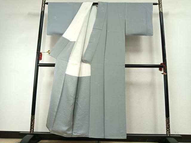  平和屋着物 本加賀友禅作家 柿本市郎 色無地 総刺繍 草花文 秘色色 正絹 fy 色無地 着物