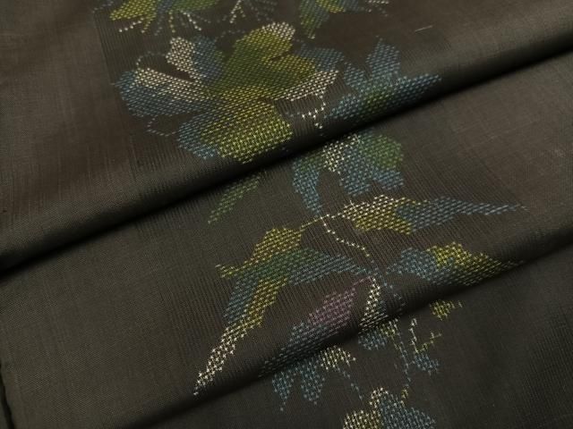 平和屋着物●本場大島紬 一元7マルキ 草花間道 正絹 ph