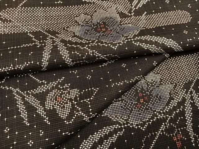 平和屋着物●本場大島紬 一元7マルキ エ霞草花文 やまと誂製 正絹 ♥ ph