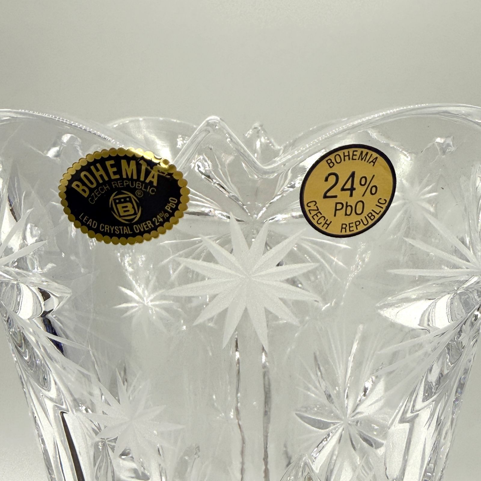 未使用品】ボヘミアクリスタル 花瓶 花器 フラワーベース ガラス 昭和
