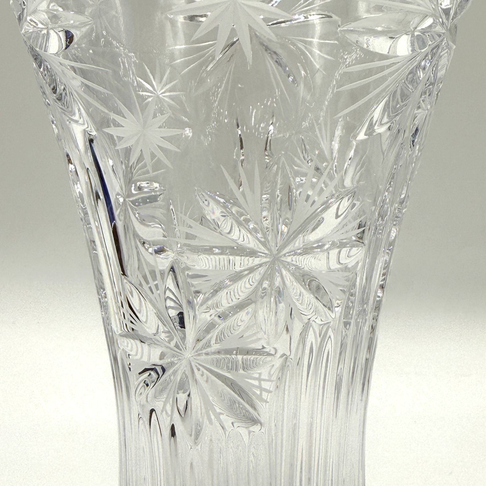 未使用品】ボヘミアクリスタル 花瓶 花器 フラワーベース ガラス 昭和