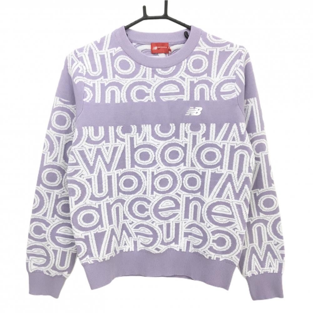 ニュー ンスゴルフ セーター パープル×白 ロゴ総柄 ニット レディース 0 S ゴルフウェア 2025年モデル Balance